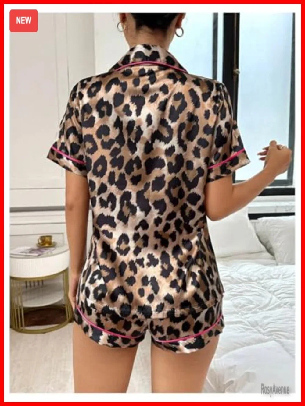 Women's 2 Piece Satin Pajama Set Button Front Short Sleeve Pjs Sleepwear